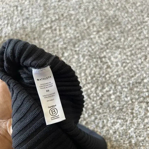 NEW Athleta Black Lincoln Park Sweater Ribbed Knit Scoop Neck Size XS NEW - Picture 5 of 5